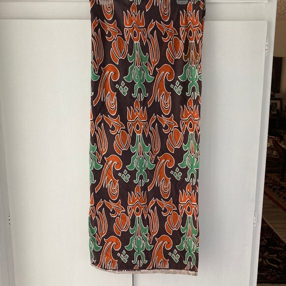 Brown, Orange, Green, White African Batik Fabric from Kenya - Picture 6 of 7